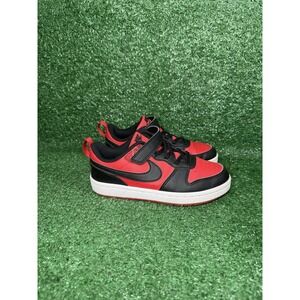 Nike Court Borough Low Boy Size 13C Black Red Hook Loop Walking Shoes DV5457-600